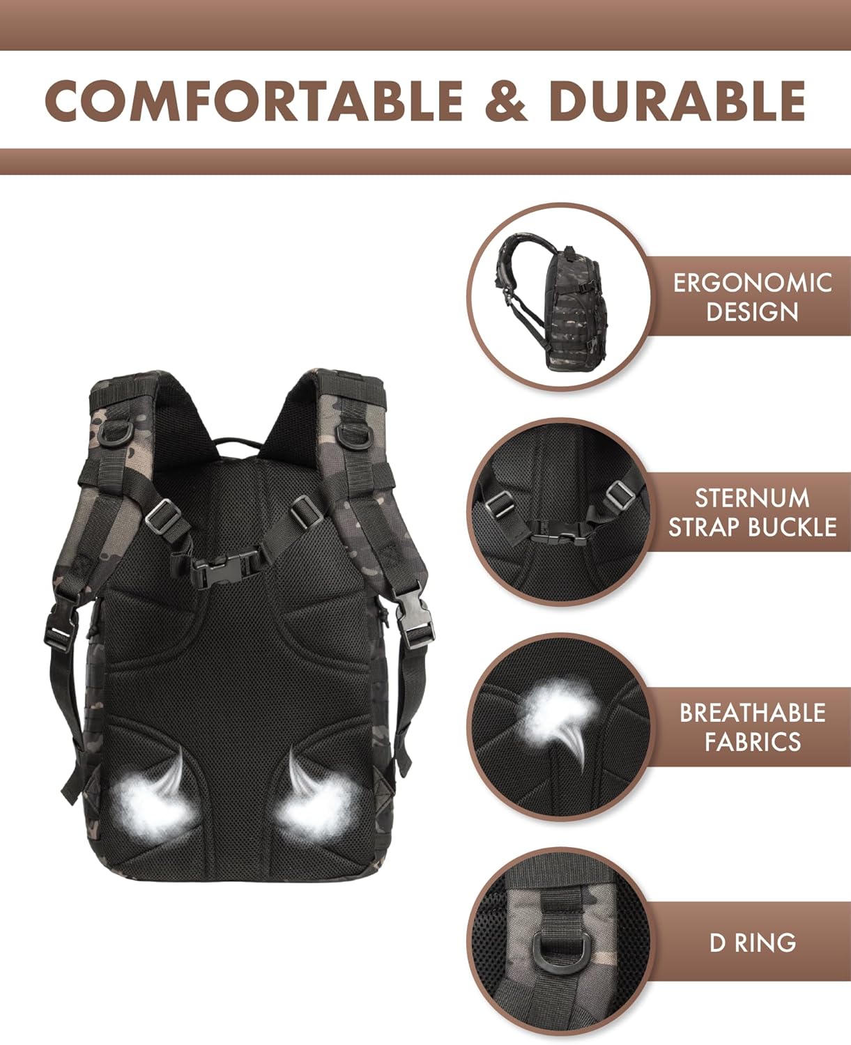 35L Tactical Backpack with Molle System & Laptop Storage – Camping, Travel