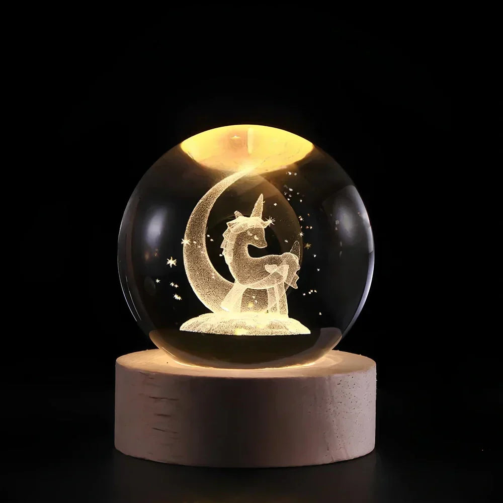 3D Engraved Crystal Sphere – Home Decor, Gift