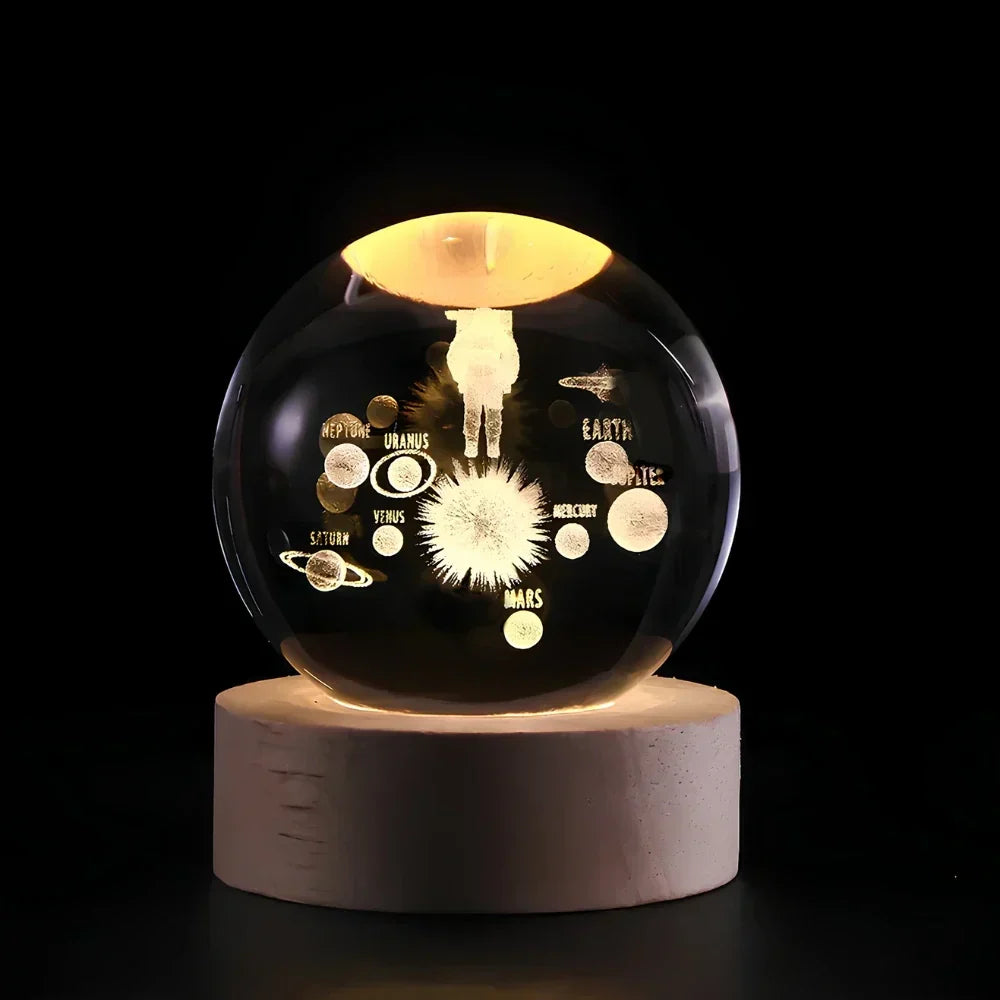 3D Engraved Crystal Sphere – Home Decor, Gift