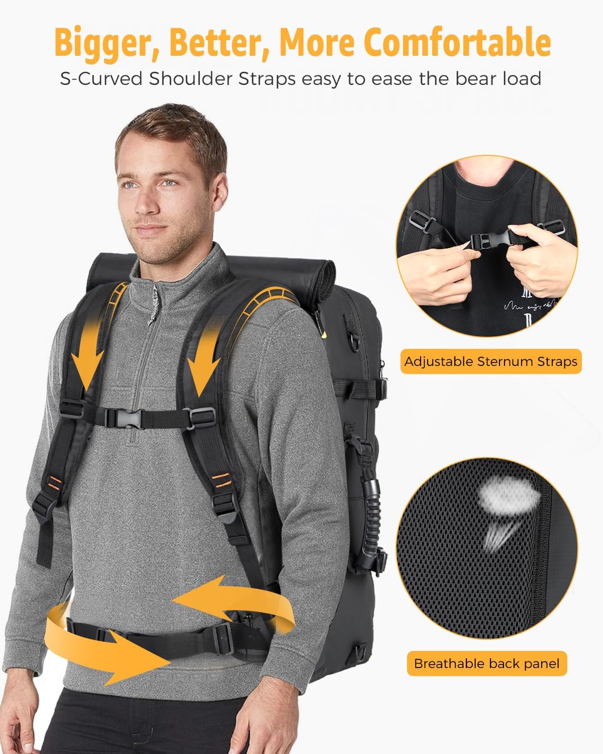 50L Convertible Travel Backpack with Shoe Compartment & USB Port – Travel, Outdoor