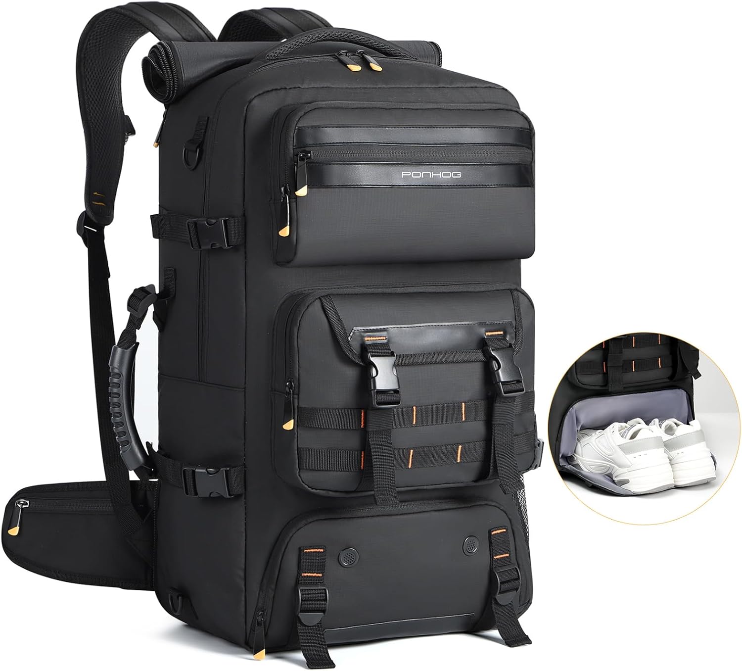 50L Convertible Travel Backpack with Shoe Compartment & USB Port – Travel, Outdoor