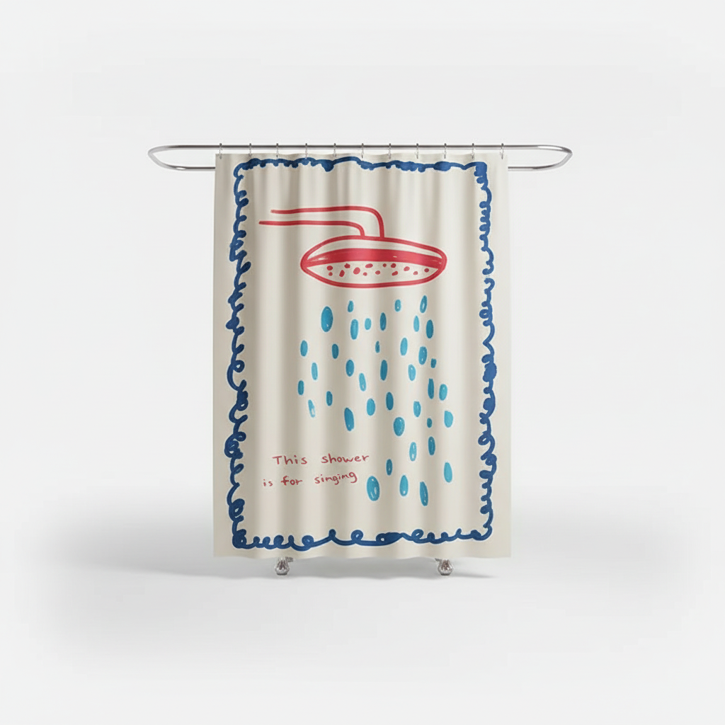 Korean Fabric Shower Curtain – Waterproof, Stylish – Bathroom, Home Decor