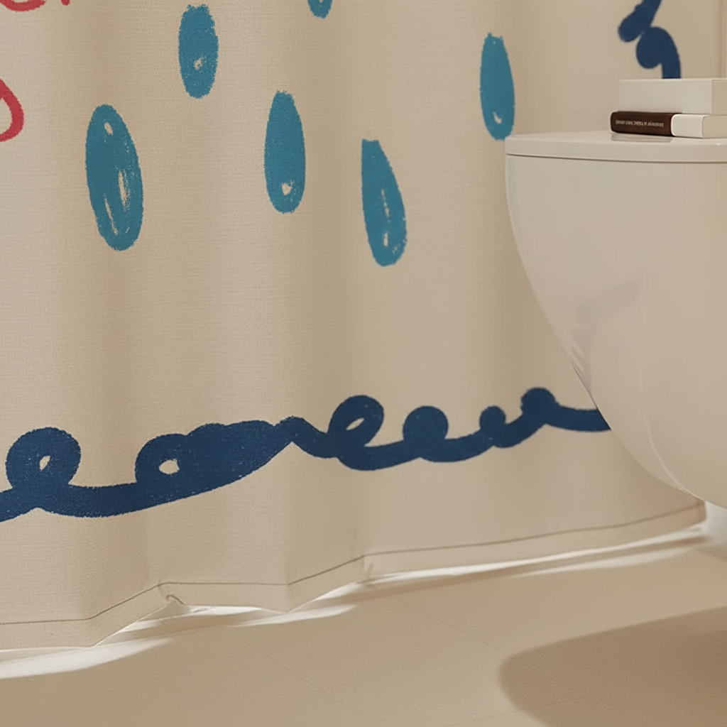 Korean Fabric Shower Curtain – Waterproof, Stylish – Bathroom, Home Decor