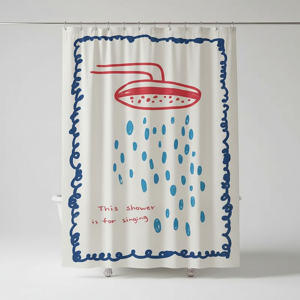 Korean Fabric Shower Curtain – Waterproof, Stylish – Bathroom, Home Decor