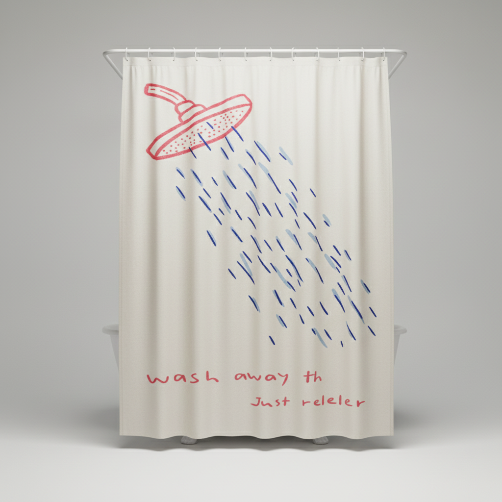 Korean Fabric Shower Curtain – Waterproof, Stylish – Bathroom, Home Decor