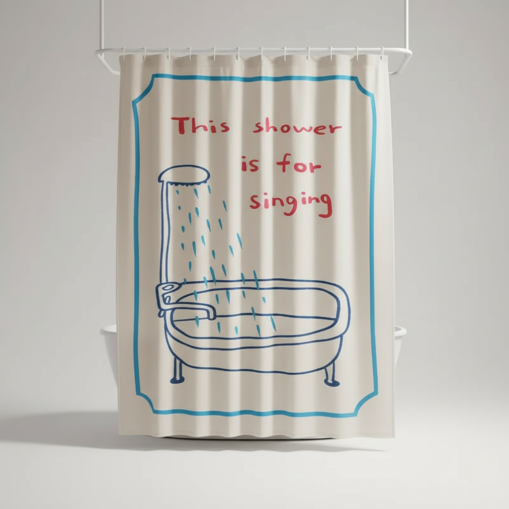 Korean Fabric Shower Curtain – Waterproof, Stylish – Bathroom, Home Decor
