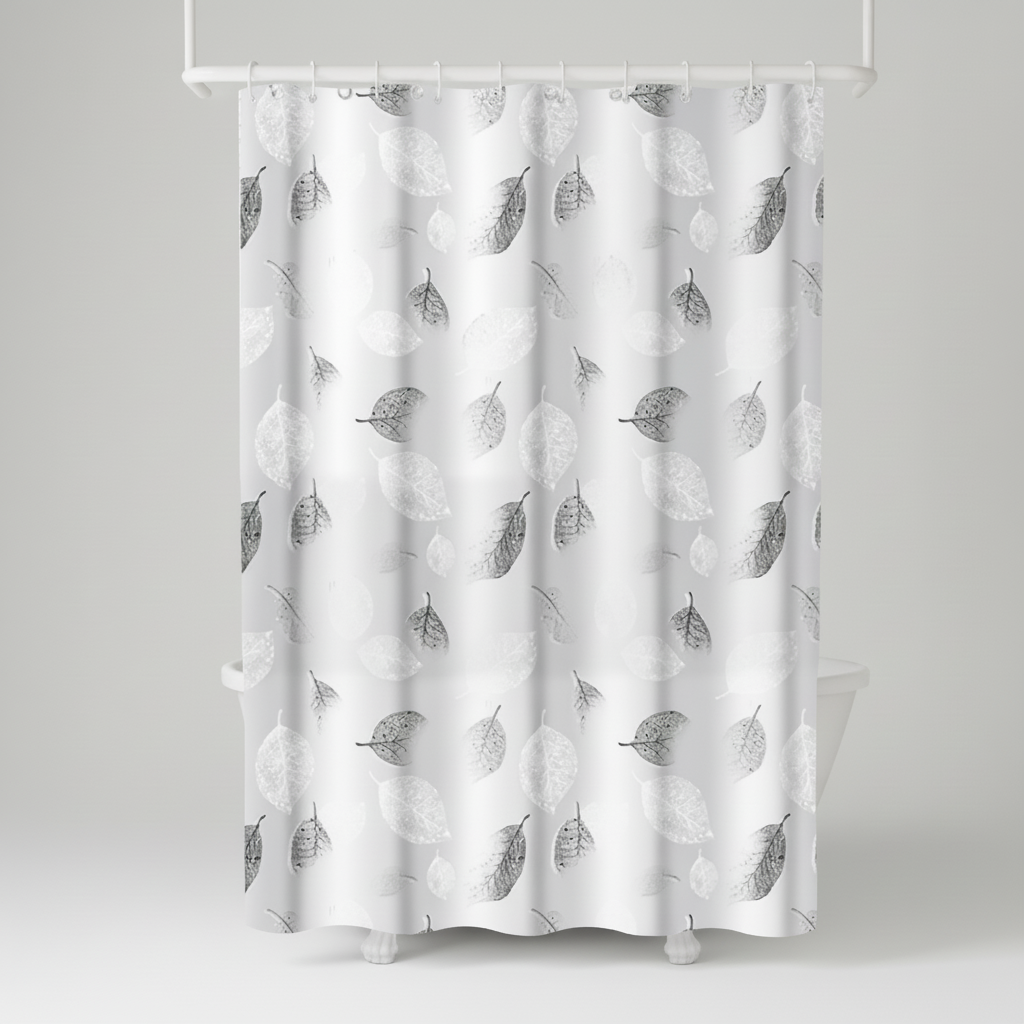 Light Shower Curtain with Hooks - Waterproof, Stylish Design – Bathroom, Home Decor