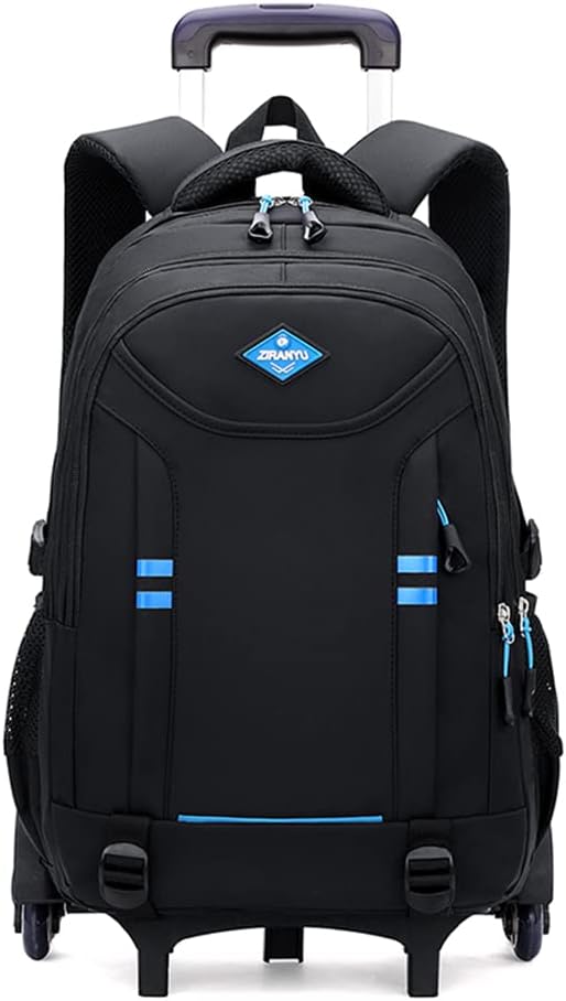 Multi-Pocket Rolling School Backpack – Convertible Trolley Bag for Boys, Travel, School