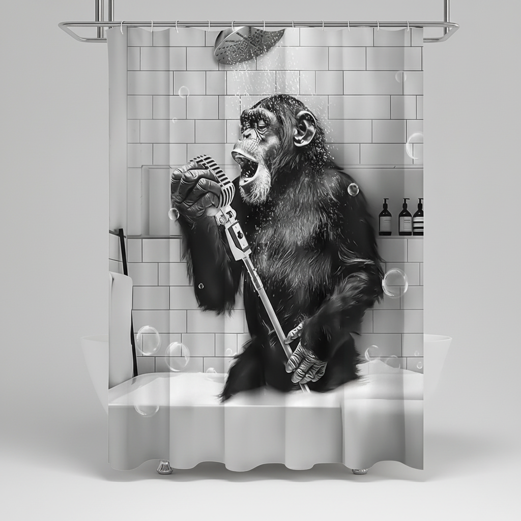 Printed Shower Curtain - Black and White Design – Bathroom Decor, Home Improvement