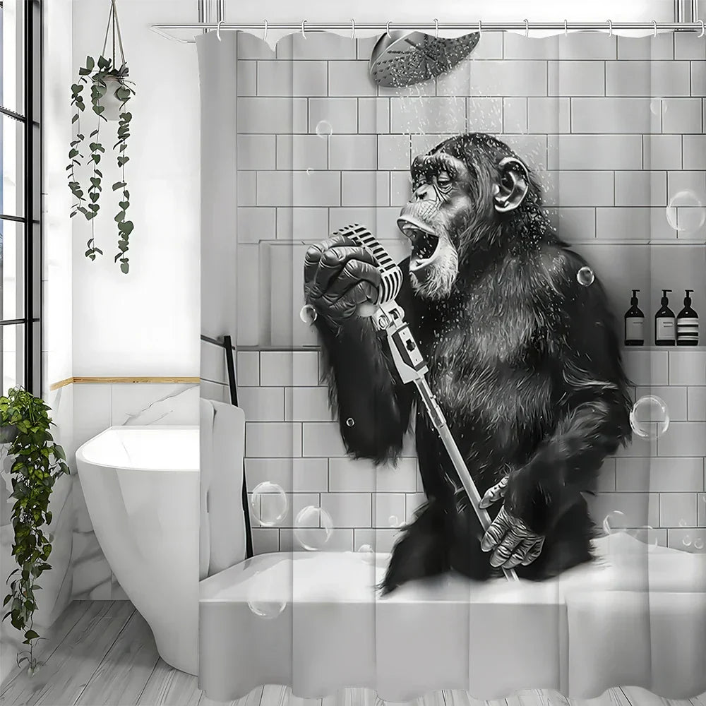 Printed Shower Curtain - Black and White Design – Bathroom Decor, Home Improvement