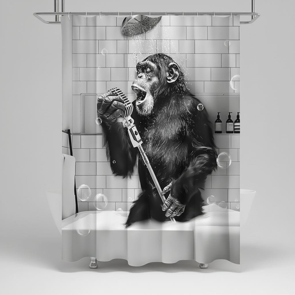 Printed Shower Curtain - Black and White Design – Bathroom Decor, Home Improvement