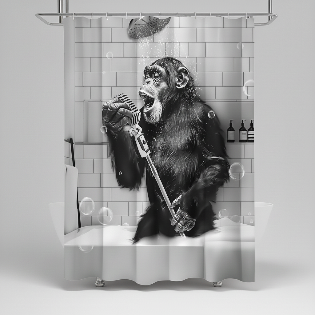 Printed Shower Curtain - Black and White Design – Bathroom Decor, Home Improvement
