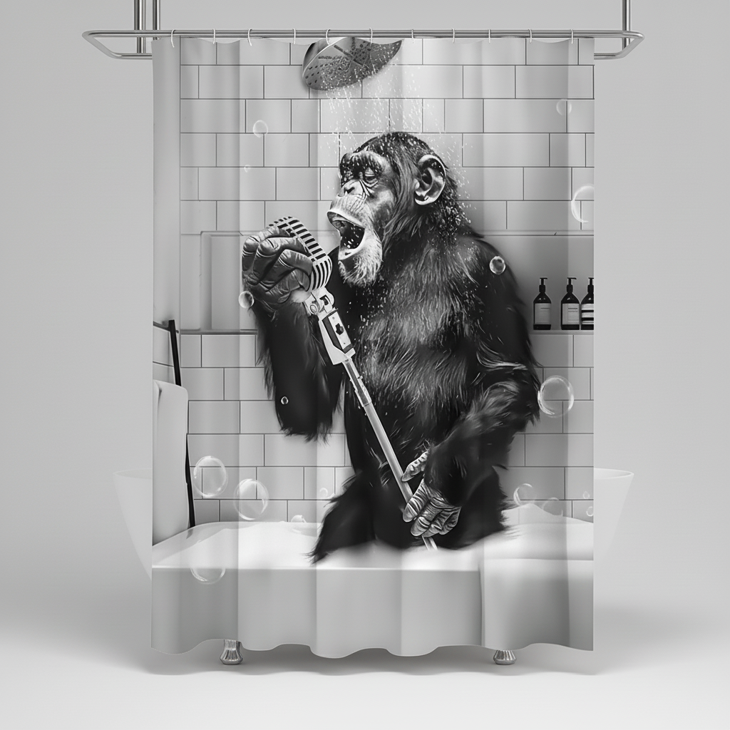 Printed Shower Curtain - Black and White Design – Bathroom Decor, Home Improvement