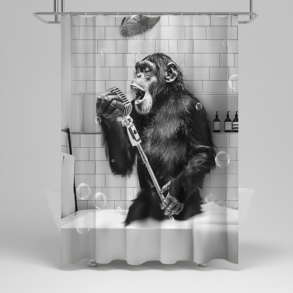 Printed Shower Curtain - Black and White Design – Bathroom Decor, Home Improvement