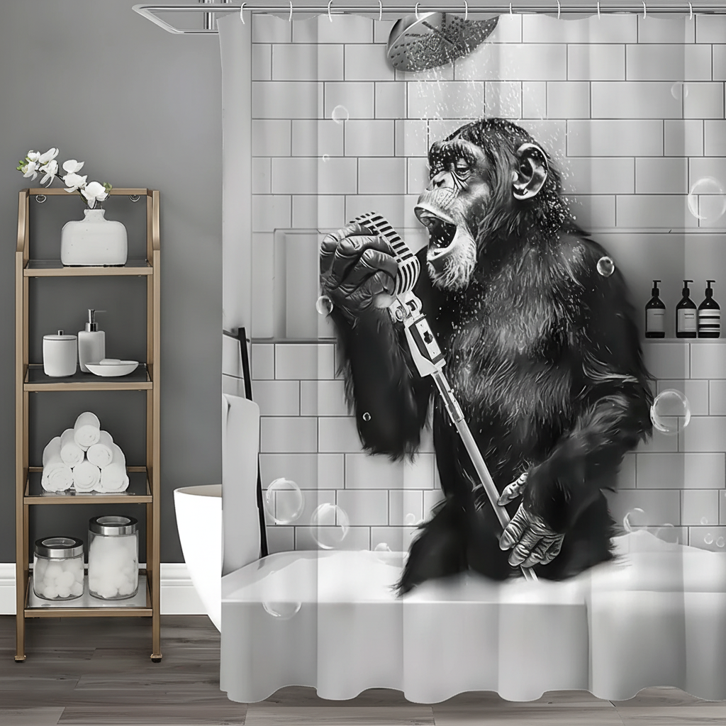 Printed Shower Curtain - Black and White Design – Bathroom Decor, Home Improvement
