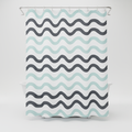 Reversible Shower Curtain – Fabric, Wave Design, Aqua – Bathroom, Home Decor
