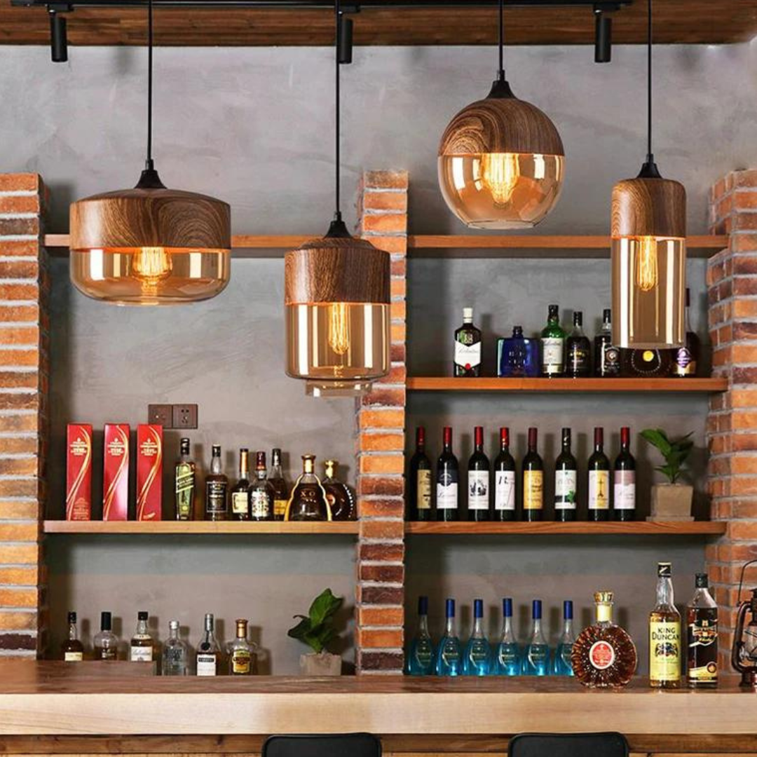 Skandinavische Holz-Deckenleuchte – Wohnzimmer, Esszimmer