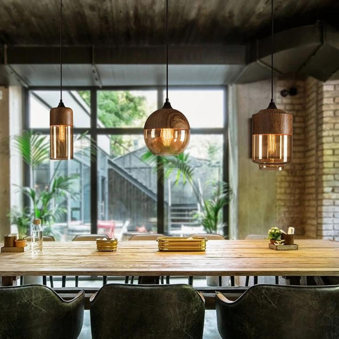 Skandinavische Holz-Deckenleuchte – Wohnzimmer, Esszimmer