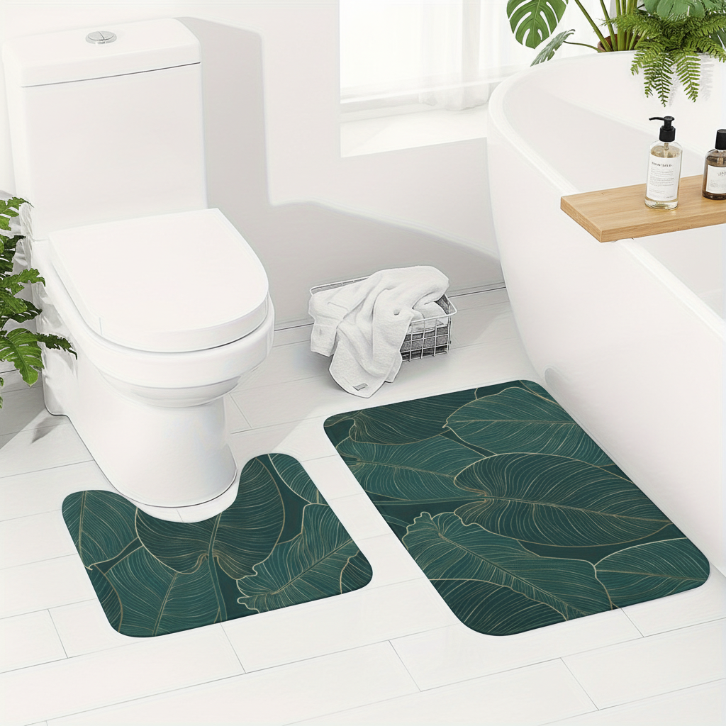 Two-Piece Bath Mat Set – Soft Material, Stylish Design – Bathroom, Home Decor