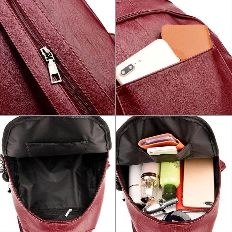 Water-Resistant Leather Backpack for Women – Travel, Daily Use