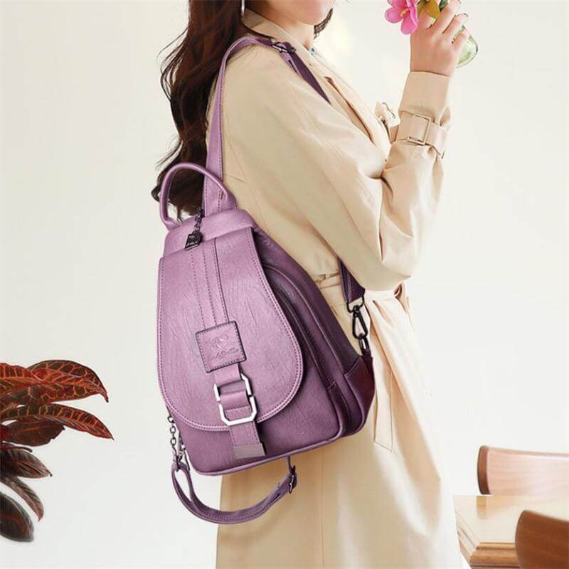 Water-Resistant Leather Backpack for Women – Travel, Daily Use