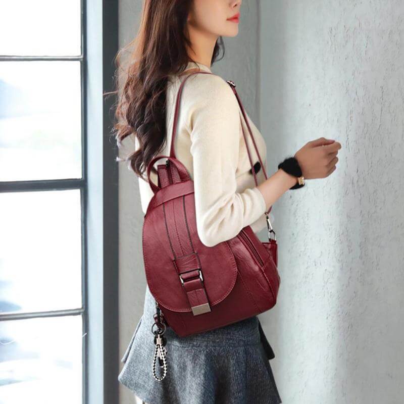 Water-Resistant Leather Backpack for Women – Travel, Daily Use