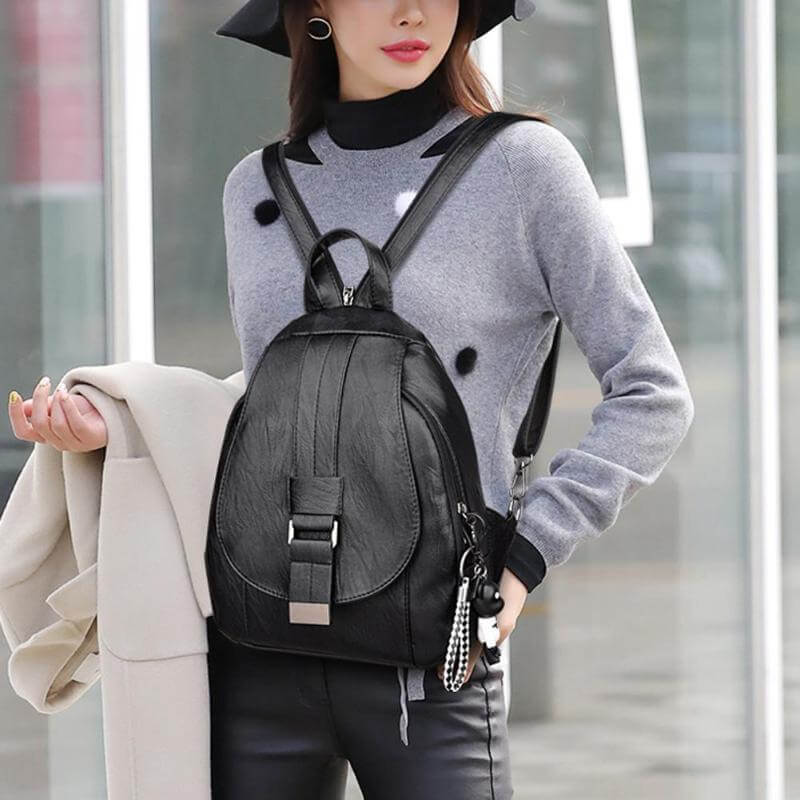 Water-Resistant Leather Backpack for Women – Travel, Daily Use
