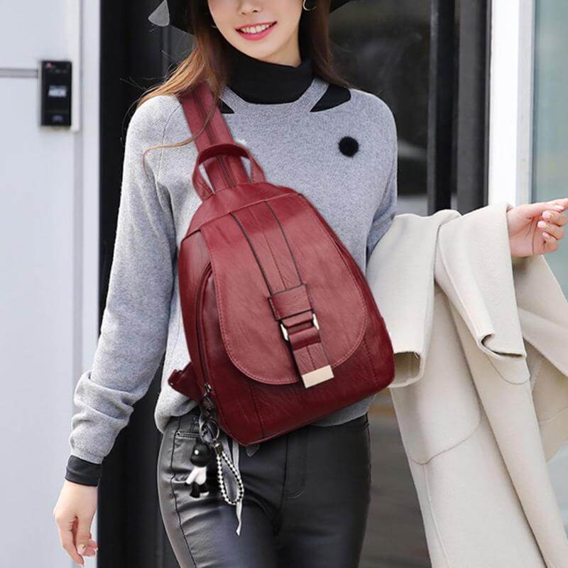 Water-Resistant Leather Backpack for Women – Travel, Daily Use