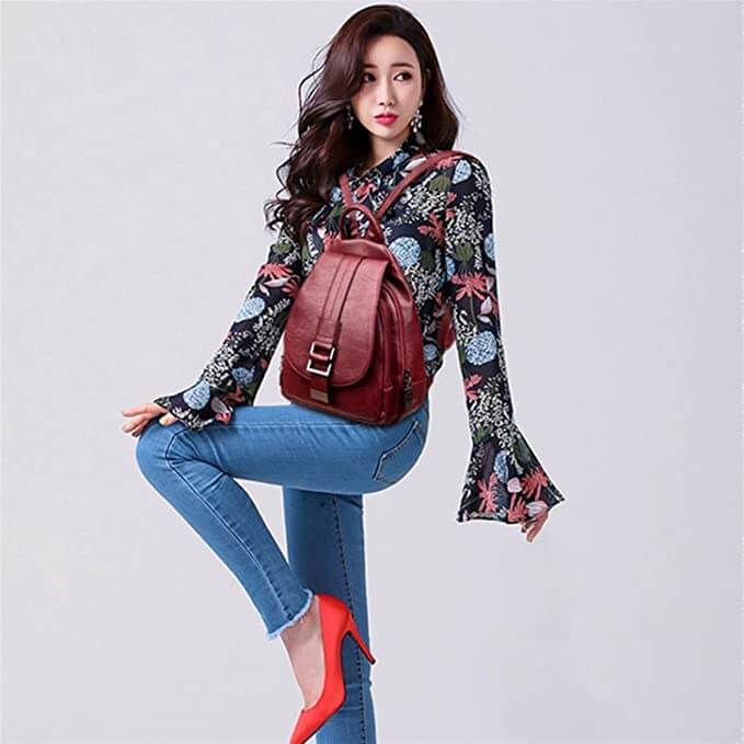 Water-Resistant Leather Backpack for Women – Travel, Daily Use