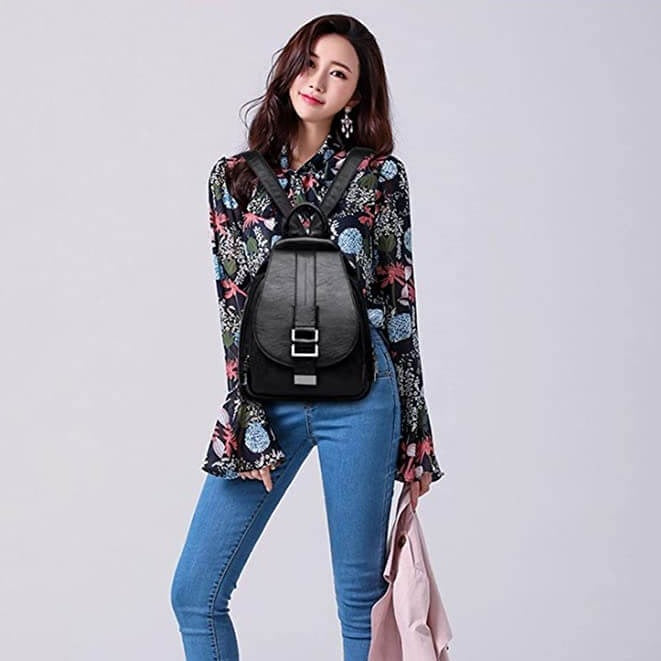 Water-Resistant Leather Backpack for Women – Travel, Daily Use