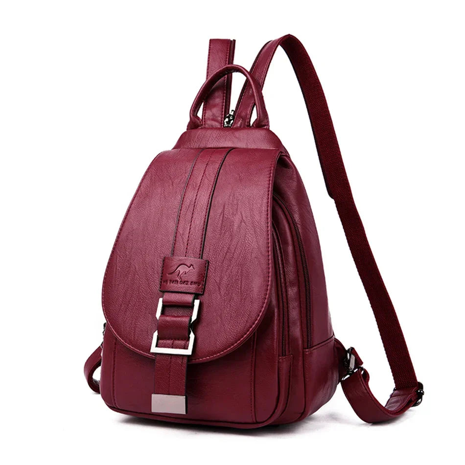 Water-Resistant Leather Backpack for Women – Travel, Daily Use