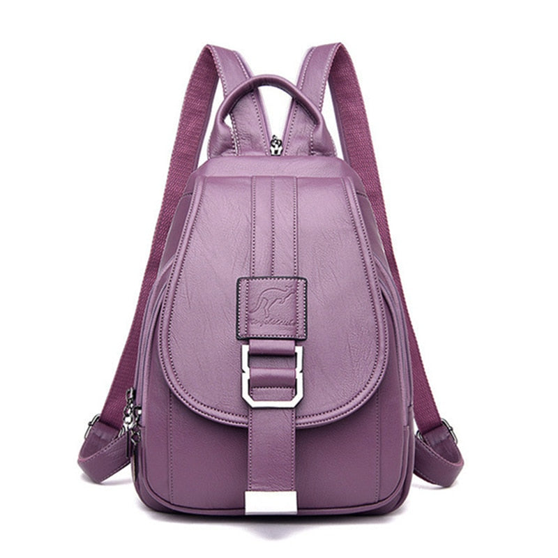 Water-Resistant Leather Backpack for Women – Travel, Daily Use