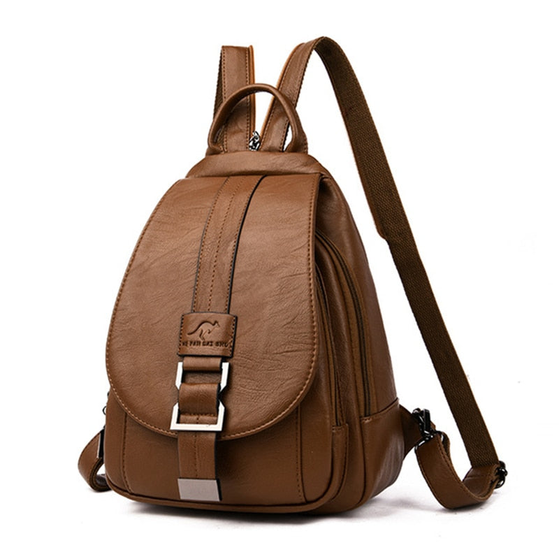 Water-Resistant Leather Backpack for Women – Travel, Daily Use