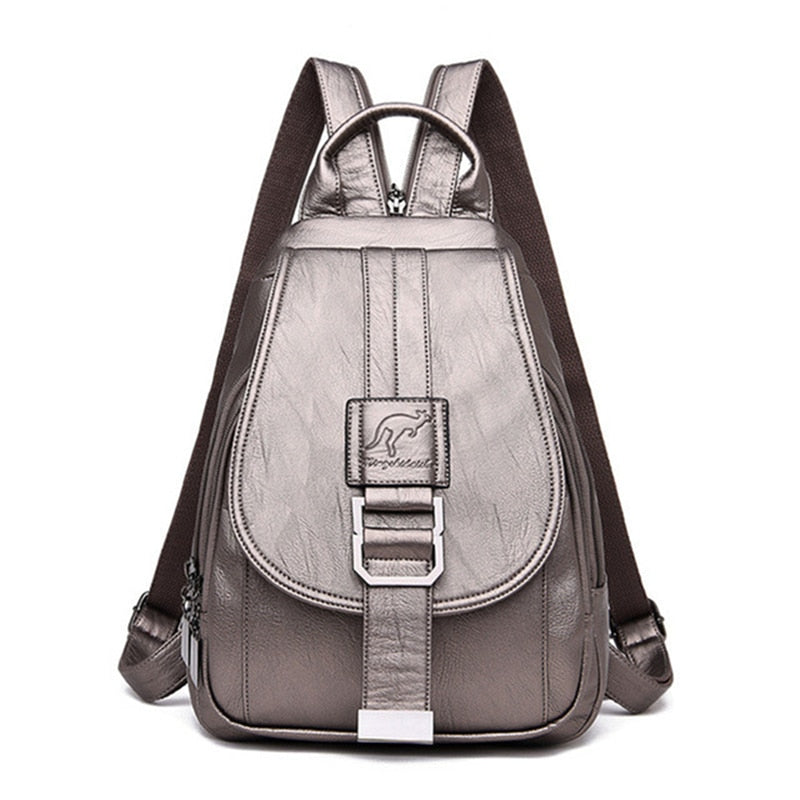 Water-Resistant Leather Backpack for Women – Travel, Daily Use