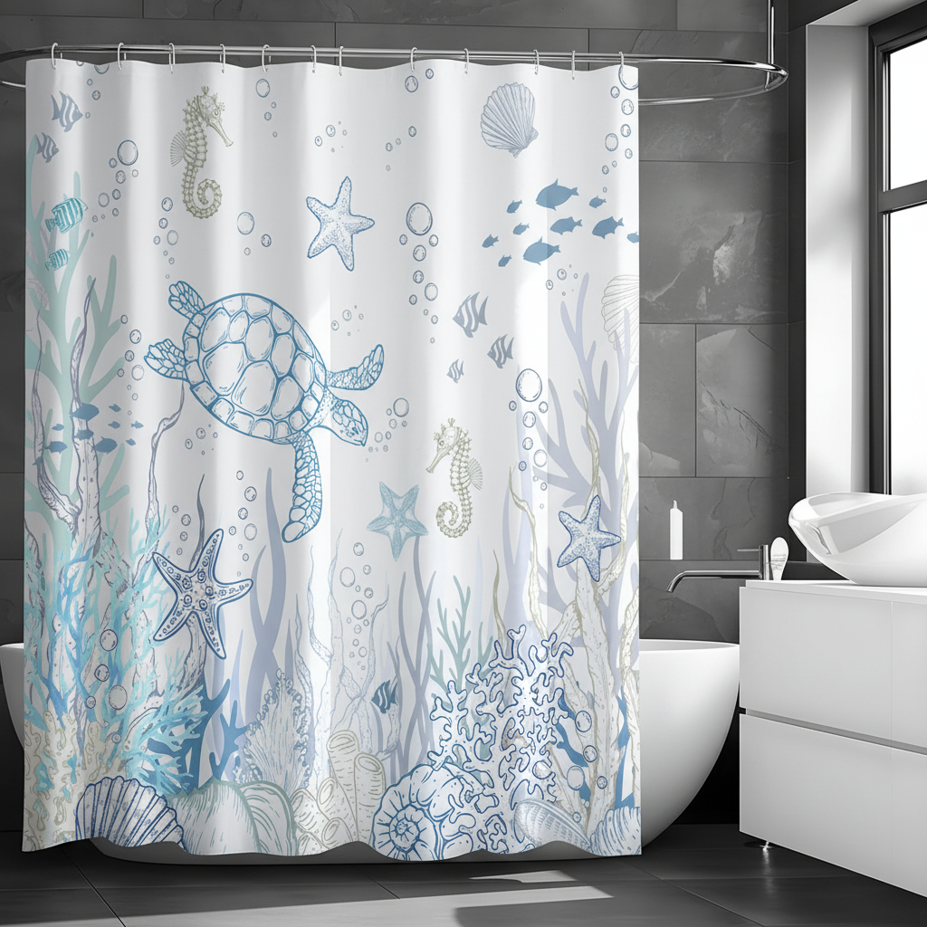 Waterproof Shower Curtain Polyester – Bathroom Decor, Home Improvement