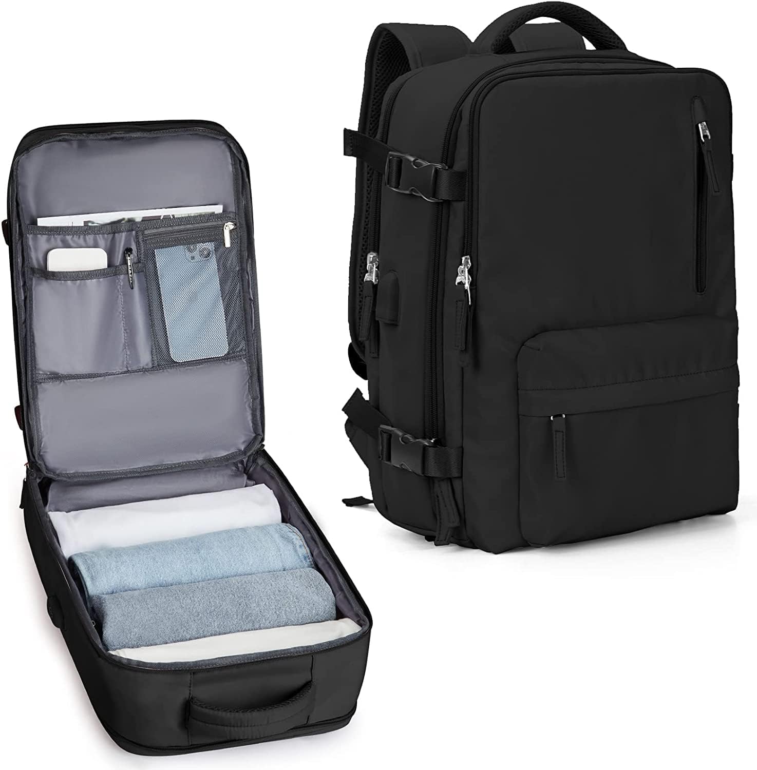Waterproof Travel Backpack with Shoe Compartment & USB Port – Travel, Commuting
