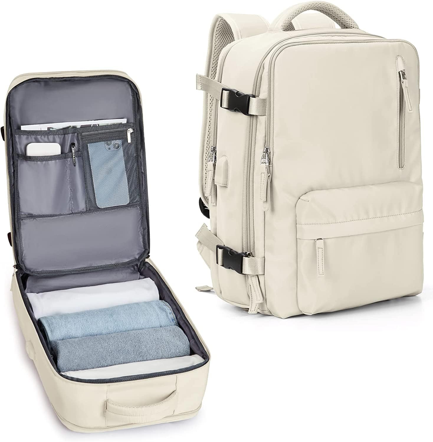 Waterproof Travel Backpack with Shoe Compartment & USB Port – Travel, Commuting