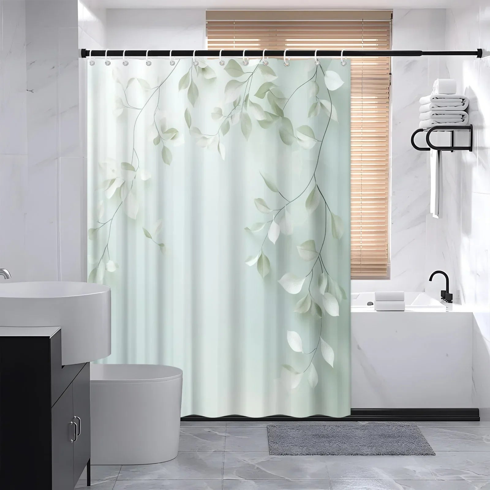 Woven Shower Curtain - Polyester Material, Calmweave Design – Bathroom, Home Decor